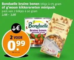 Poiesz Bonduelle bruine bonen of g'woon kikkererwten minipack aanbieding
