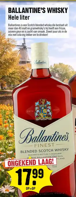 Dirck 3 Ballantine's Whisky 100 cl aanbieding