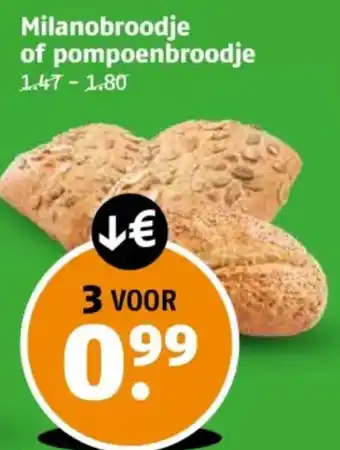 Poiesz Milanobroodje of pompoenbroodje aanbieding