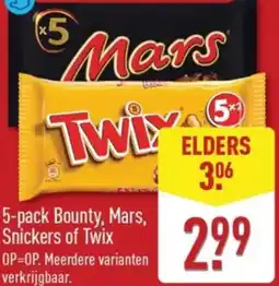 ALDI 5-pack Bounty, Mars, Snickers of Twix aanbieding