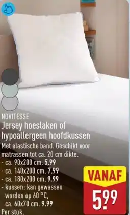 ALDI Novitesse Jersey hoeslaken of hypoallergeen hoofdkussen aanbieding
