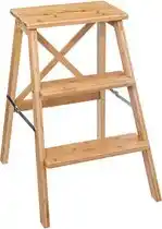 Bol.com 5Five Keukentrapje/opstapje met 3 treden - Inklapbaar - Bamboe - B50 x D43 x H63 cm aanbieding