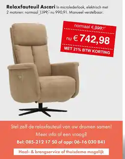 Woonsquare Relaxfauteuil Ascari aanbieding