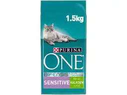 Hoogvliet Purina one Sensitive kattenvoer rijk aan kalkoen aanbieding