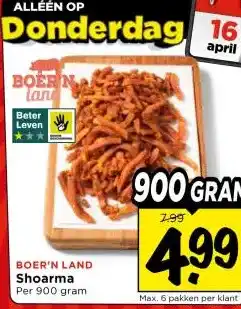Vomar Voordeelmarkt BOER'N LAND Shoarma aanbieding