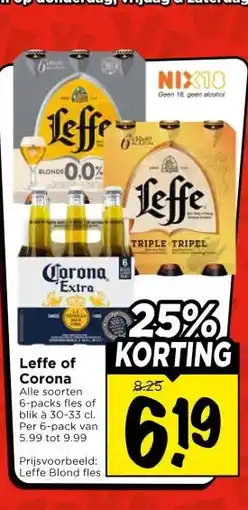 Vomar Voordeelmarkt Leffe of Corona aanbieding