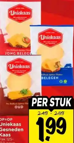Vomar Voordeelmarkt Uniekaas Gesneden Kaas aanbieding