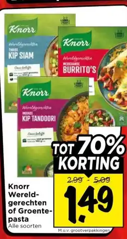 Vomar Voordeelmarkt Knorr Wereld- gerechten of Groente- pasta aanbieding