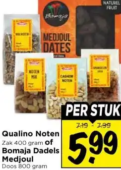 Vomar Voordeelmarkt Qualino Noten , of Bomaja Dadels Medjoul aanbieding