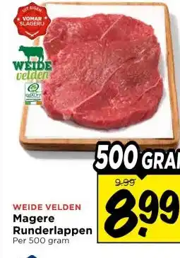 Vomar Voordeelmarkt WEIDE VELDEN Magere Runderlappen aanbieding