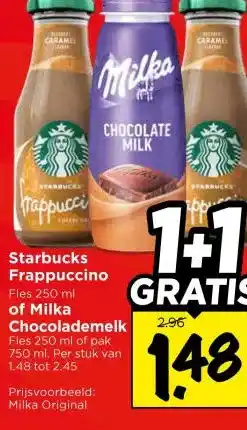 Vomar Voordeelmarkt Starbucks Frappuccino , of Milka Chocolademelk aanbieding