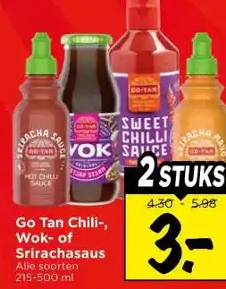 Vomar Voordeelmarkt Go Tan Chili-, Wok- of Srirachasaus aanbieding