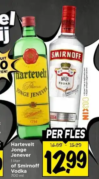 Vomar Voordeelmarkt Hartevelt Jonge Jenever , of Smirnoff Vodka aanbieding