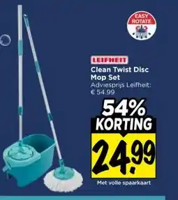 Vomar Voordeelmarkt LEIFHEIT Clean Twist Disc Mop Set aanbieding