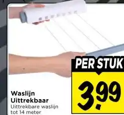 Vomar Voordeelmarkt Waslijn Uittrekbaar aanbieding