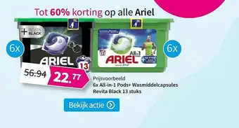 Plein.nl Ariel 6x All-In-1 Pods+ Wasmiddelcapsules Revita Black 13 Stuks Tot 60% Korting aanbieding