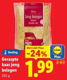 Lidl Geraspte kaas jong belegen aanbieding