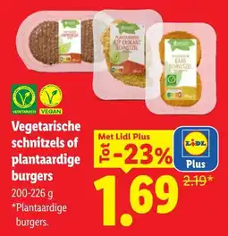 Lidl Vegetarische Schnitzels of Plantaardige Burgers aanbieding