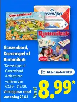 Lidl Ganzenbord, Keezenspel of Rummikub aanbieding