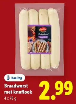 Lidl Braadworst met knoflook aanbieding