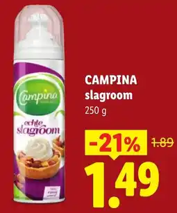 Lidl Campina slagroom aanbieding