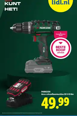 Lidl Parkside Accu-schroefboormachine 20 V 45 Nm aanbieding