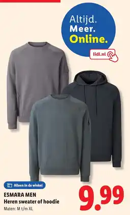Lidl Esmara Men Heren Sweater of Hoodie aanbieding
