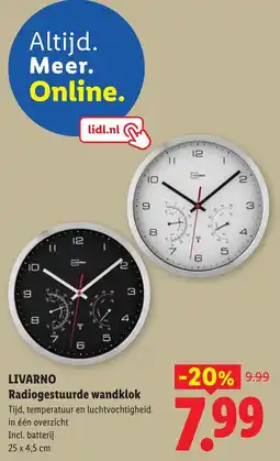 Lidl Livarno Radiogestuurde wandklok aanbieding