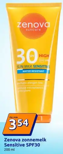 Action Zenova Zonnemelk Sensitive SPF30 aanbieding