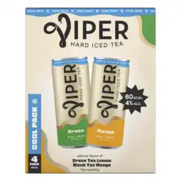 Albert Heijn Viper Hard iced tea green & mango cool 4-pack aanbieding