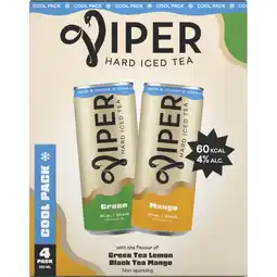 Albert Heijn Viper Hard iced tea green & mango cool 4-pack aanbieding