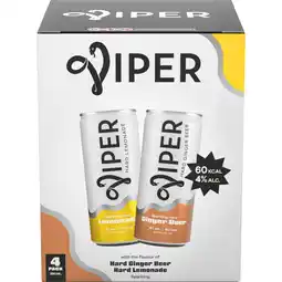 Albert Heijn Viper Hard lemonade ginger beer 4-pack aanbieding