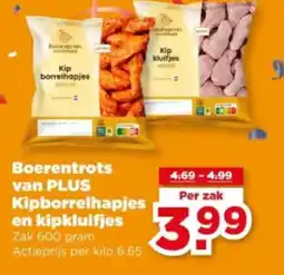 PLUS Boerentrots van plus kipborrelhapjes en kipkluifjes aanbieding