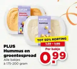 PLUS Plus hummus en groentespread aanbieding
