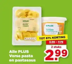 PLUS Alle Plus Verse pasta en pastasaus aanbieding