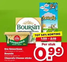 PLUS Eru Smeerkaas, Boursin, Cheerafa Cheese sticks aanbieding