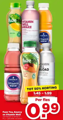 PLUS Fuze Tea, Sourcy en Vitamin Well aanbieding