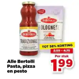 PLUS Alle Bertolli Pasta, pizza en pesto aanbieding