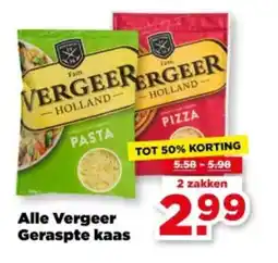 PLUS Alle Vergeer Geraspte kaas aanbieding