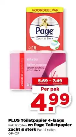 PLUS Plus Toiletpapier 4-laags en page Toiletpapier zacht & sterk aanbieding