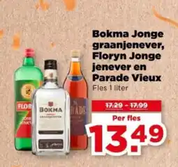 PLUS Bokma Jonge graanjenever, Floryn Jonge jenever en Parade Vieux aanbieding