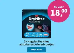 Plein.nl 3x Huggies DryNites absorberende luierbroekjes aanbieding