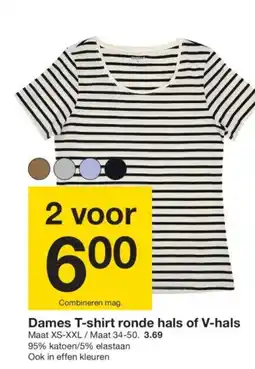Zeeman Dames T-shirt ronde hals of V-hals aanbieding