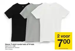 Zeeman Heren T-shirt ronde hals of V-hals aanbieding