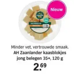 Albert Heijn AH Zaanlander kaasblokjes jong belegen 35+ aanbieding