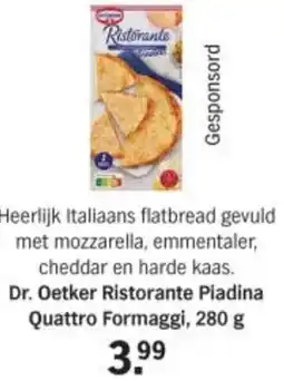 Albert Heijn Dr. Oetker Ristorante Piadina Quattro Formaggi aanbieding