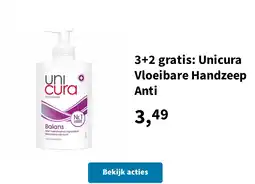 Plein.nl 3+2 gratis: Unicura Vloeibare Handzeep Anti aanbieding