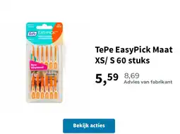 Plein.nl TePe EasyPick Maat XS/ S 60 stuks aanbieding