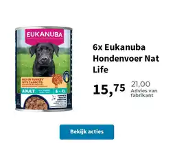 Plein.nl 6x Eukanuba Hondenvoer Nat Life aanbieding