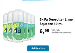 Plein.nl 6x Fa Deoroller Lime Squeeze 50 ml aanbieding